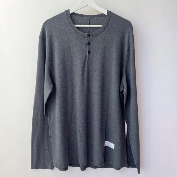❤️ Lululemon 5 years basic long sleeves Henley in dark heather gray Size XXL A93 - Picture 4 of 9